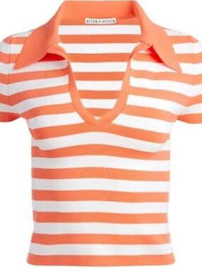 Alice and Olivia stripped knit crop polo NWT
